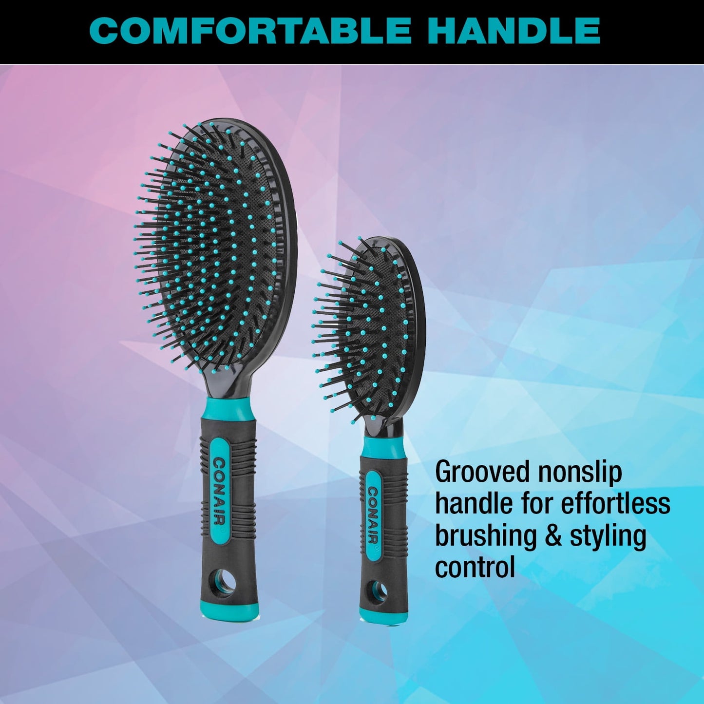 Conair Grip & Glide Travel and Full Size Cushion Hairbrush Set, 2 Pieces - Image 6