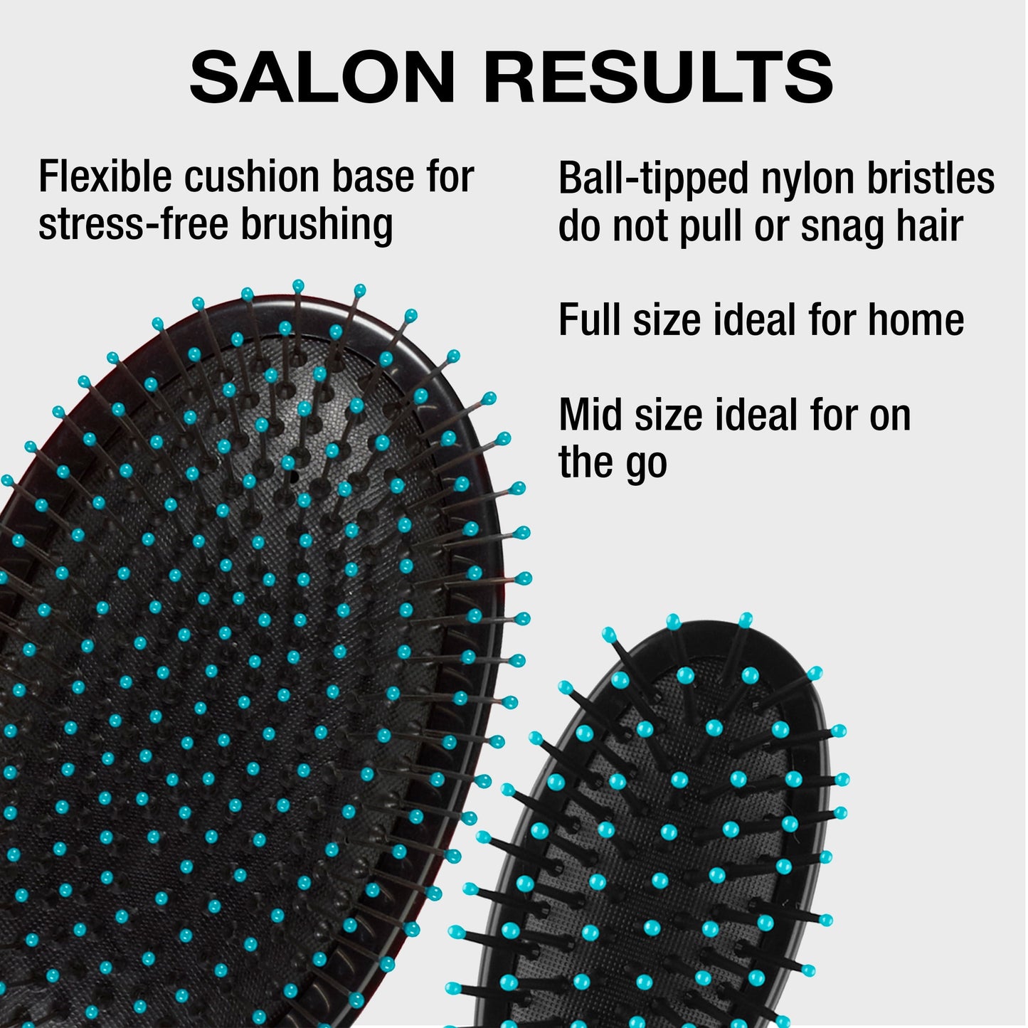 Conair Grip & Glide Travel and Full Size Cushion Hairbrush Set, 2 Pieces - Image 5