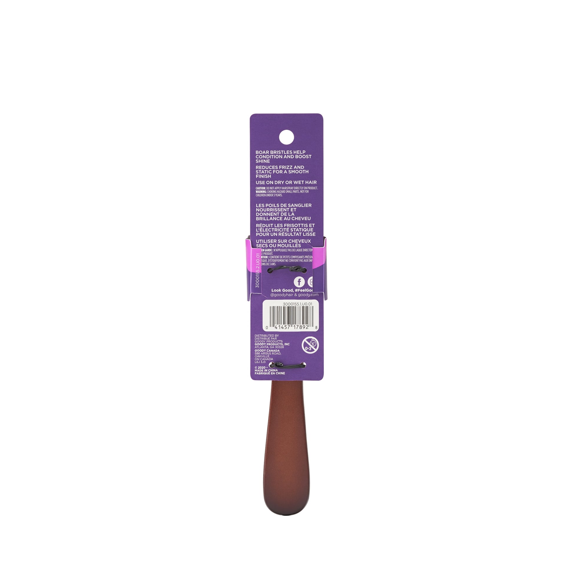 Goody Wood Boar Brush for Smooth, Sleek Styles, Natural Boar Bristles, All Hair Types - Image 2