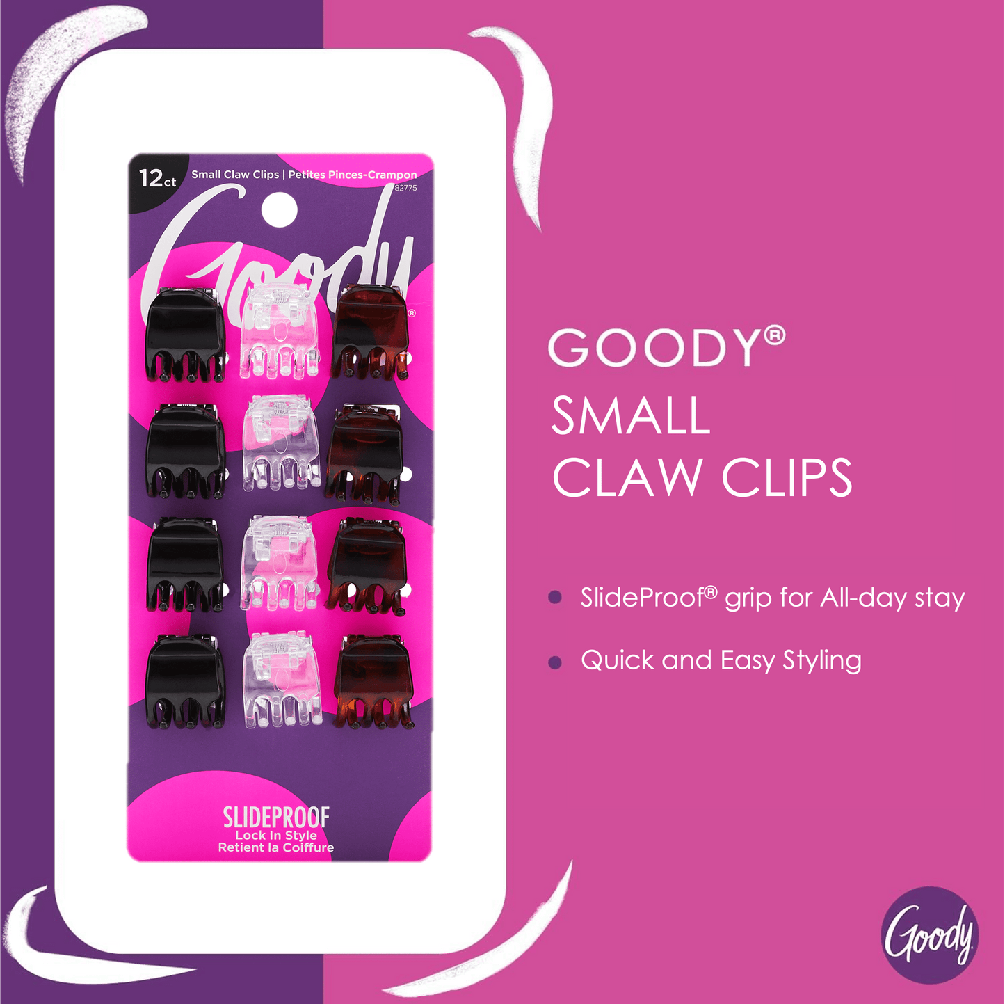 Mini Claw Clips, Slide-Proof Grip, All Hair Types, Assorted Colors, 12 Ct - Image 3