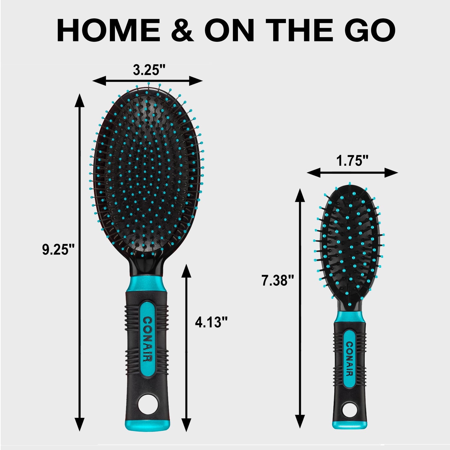Conair Grip & Glide Travel and Full Size Cushion Hairbrush Set, 2 Pieces - Image 3