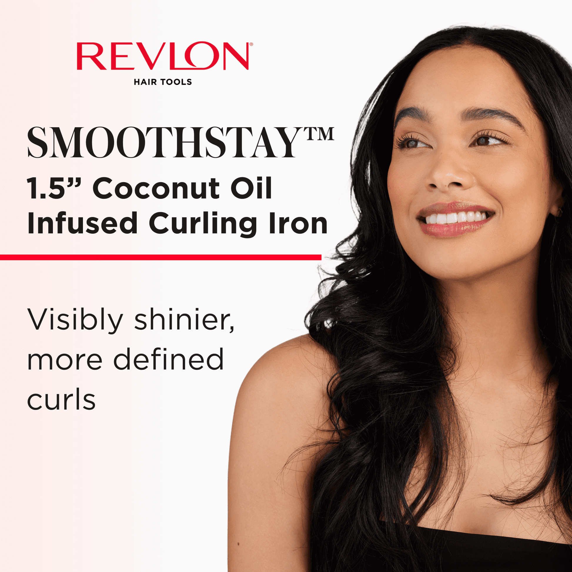 Revlon Smoothstay 1-1/2" Coconut Oil-Infused Curling Iron, Black - Image 2