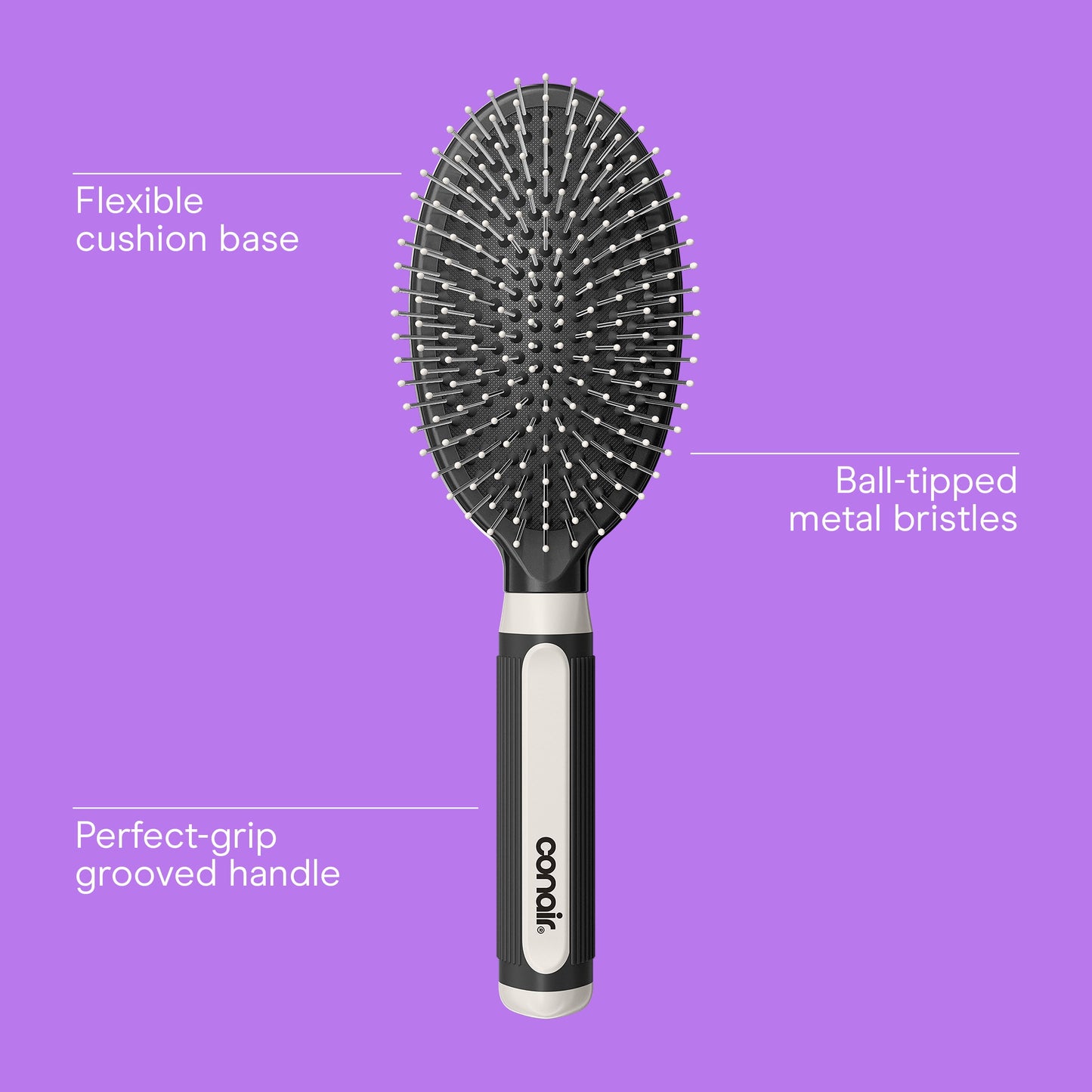 & Glide Wire Bristle Cushion Hair Brush with Rubber- Handle, Colors Vary - Image 2