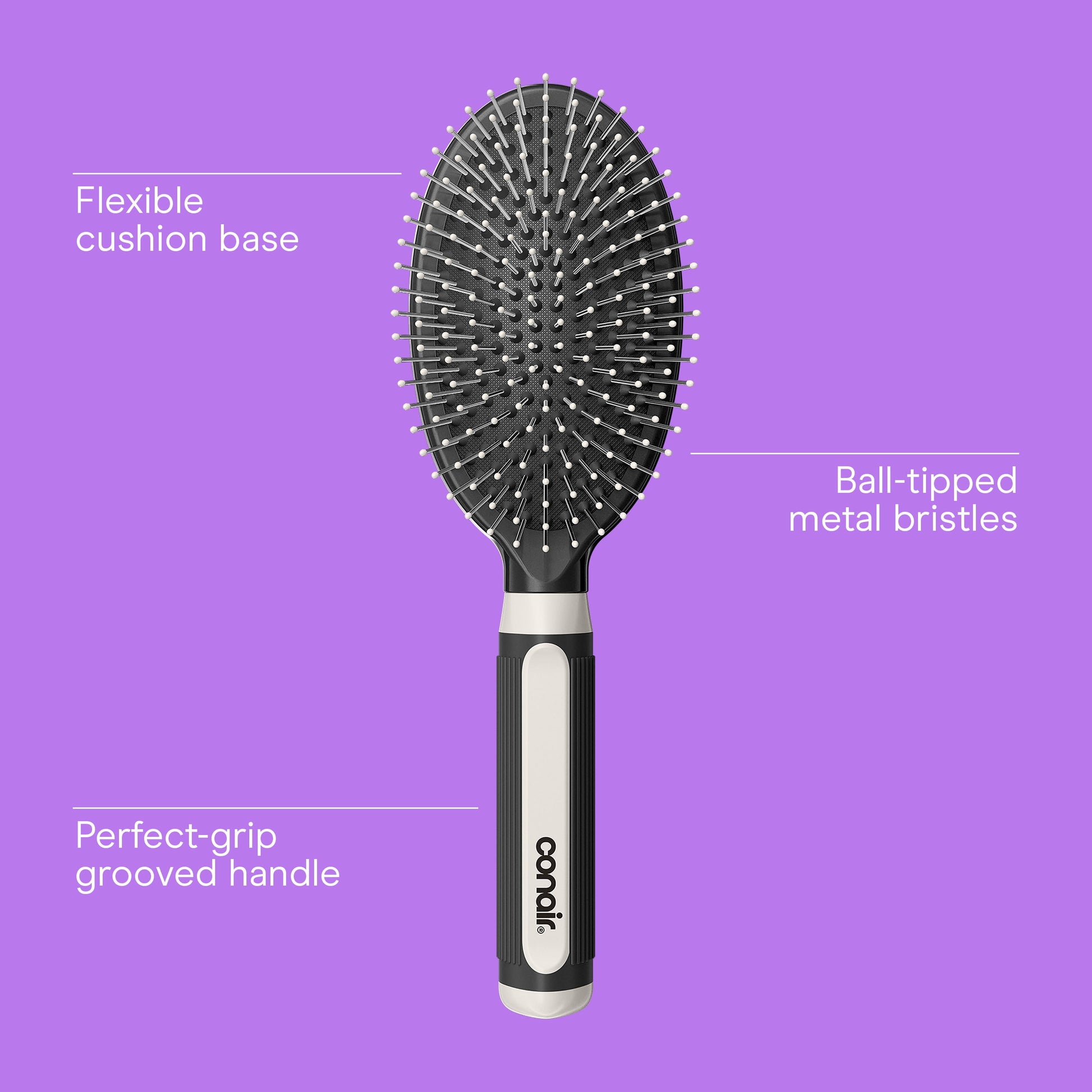 & Glide Wire Bristle Cushion Hair Brush with Rubber- Handle, Colors Vary - Image 2