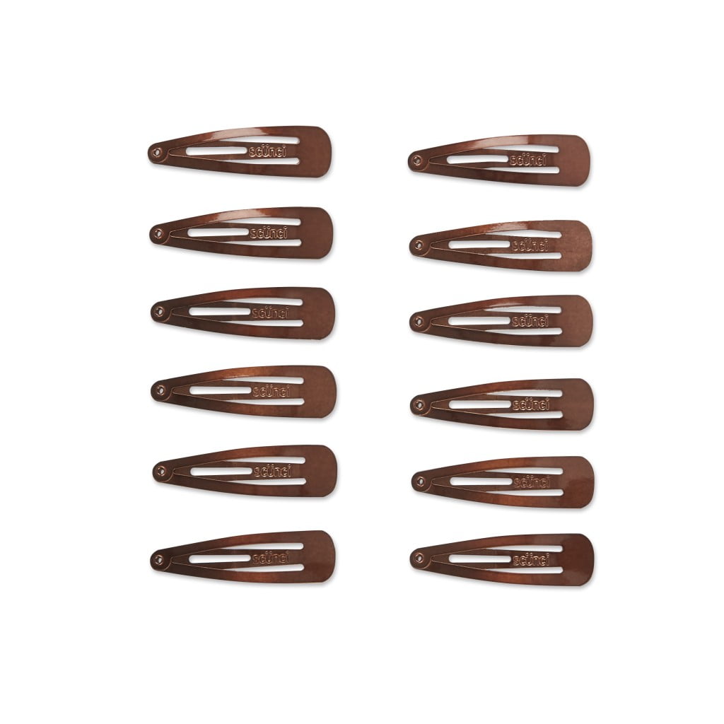 Metal Snap Hair Clips, Brown, 12 Count - Image 3