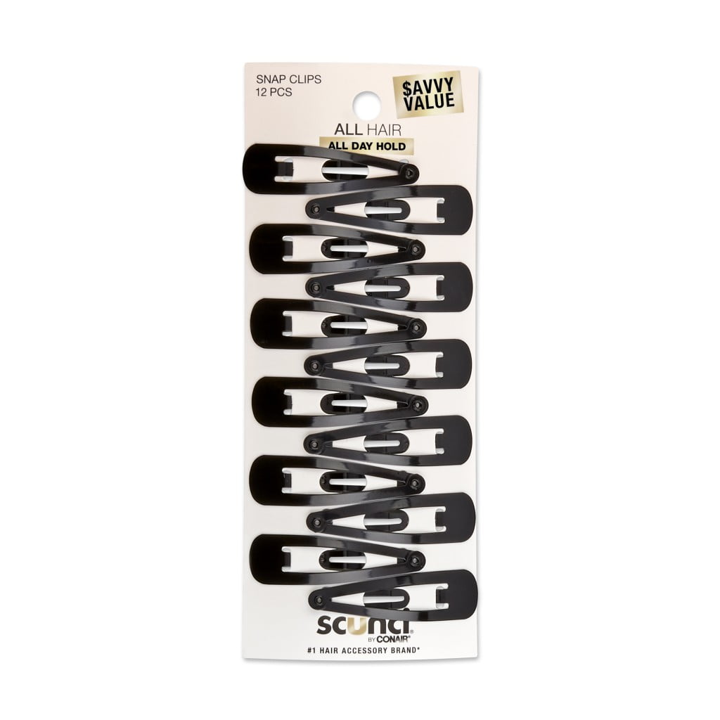 (4 pack) Open Center Metal Snap Clip Hair Barrettes, Black, 12 Count - Image 2