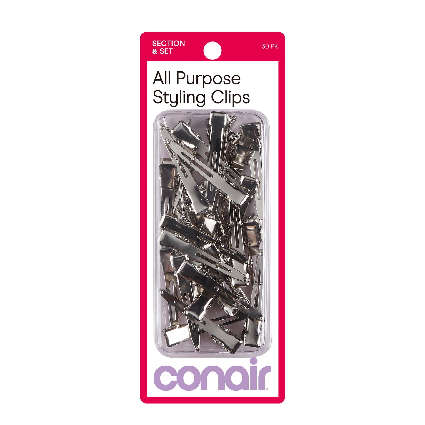 Salon Hair Setting Clips, Silver, 30 Count