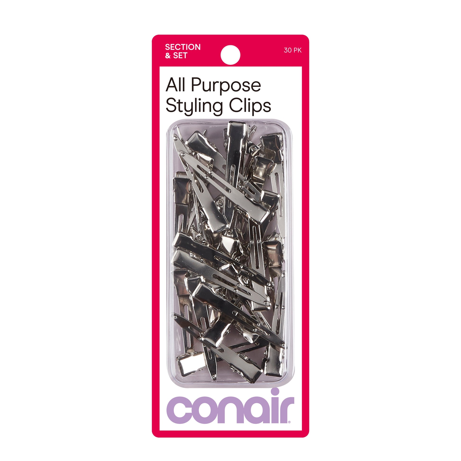 Salon Hair Setting Clips, Silver, 30 Count