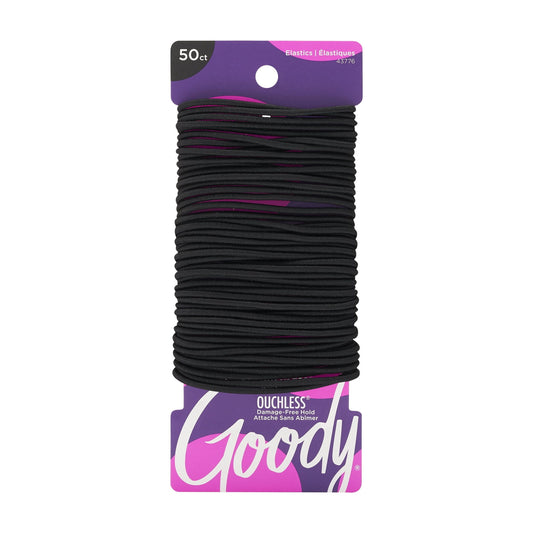 Hair Elastics, Small Hair Ties, 2mm, For All Hair, Black, 50 Ct
