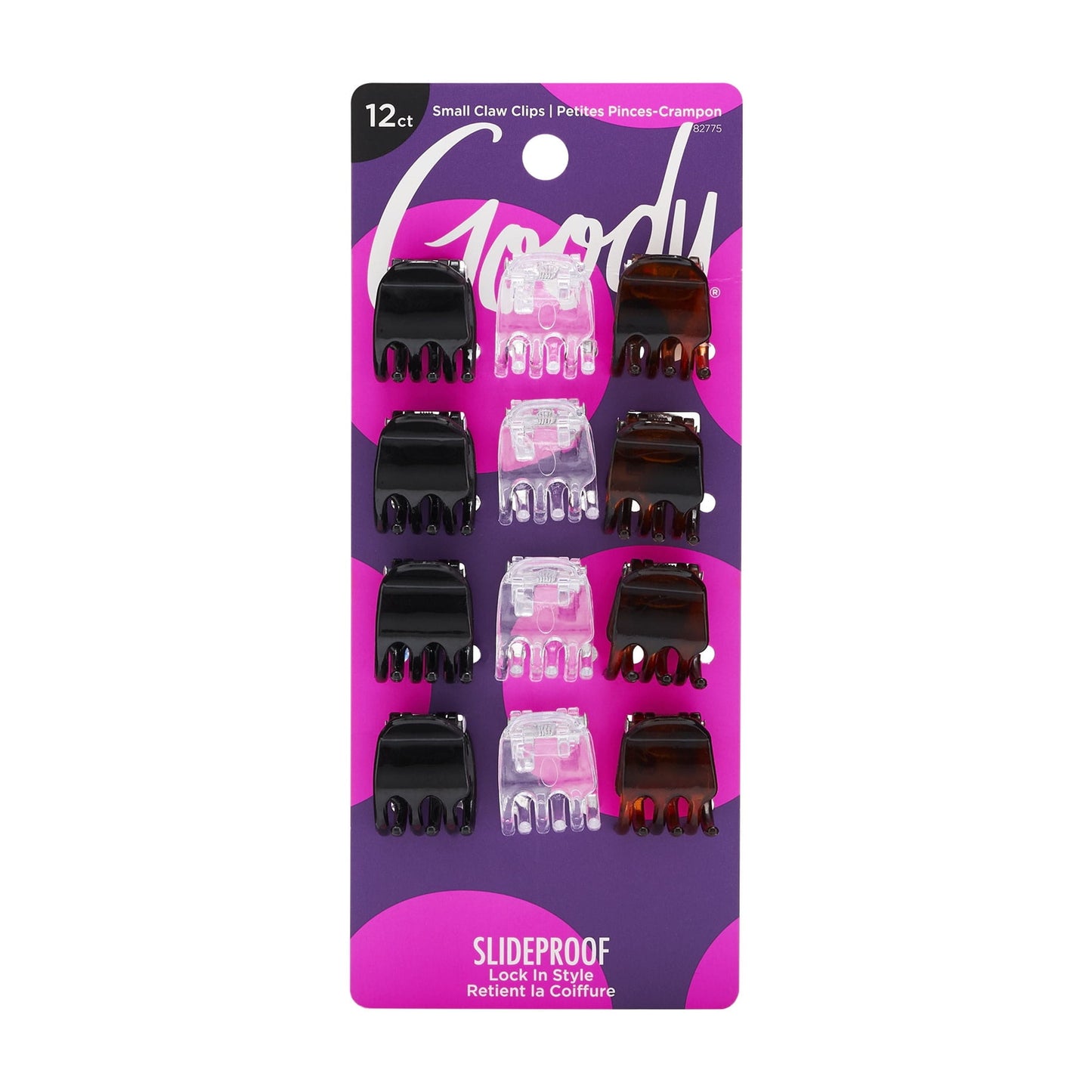 Mini Claw Clips, Slide-Proof Grip, All Hair Types, Assorted Colors, 12 Ct