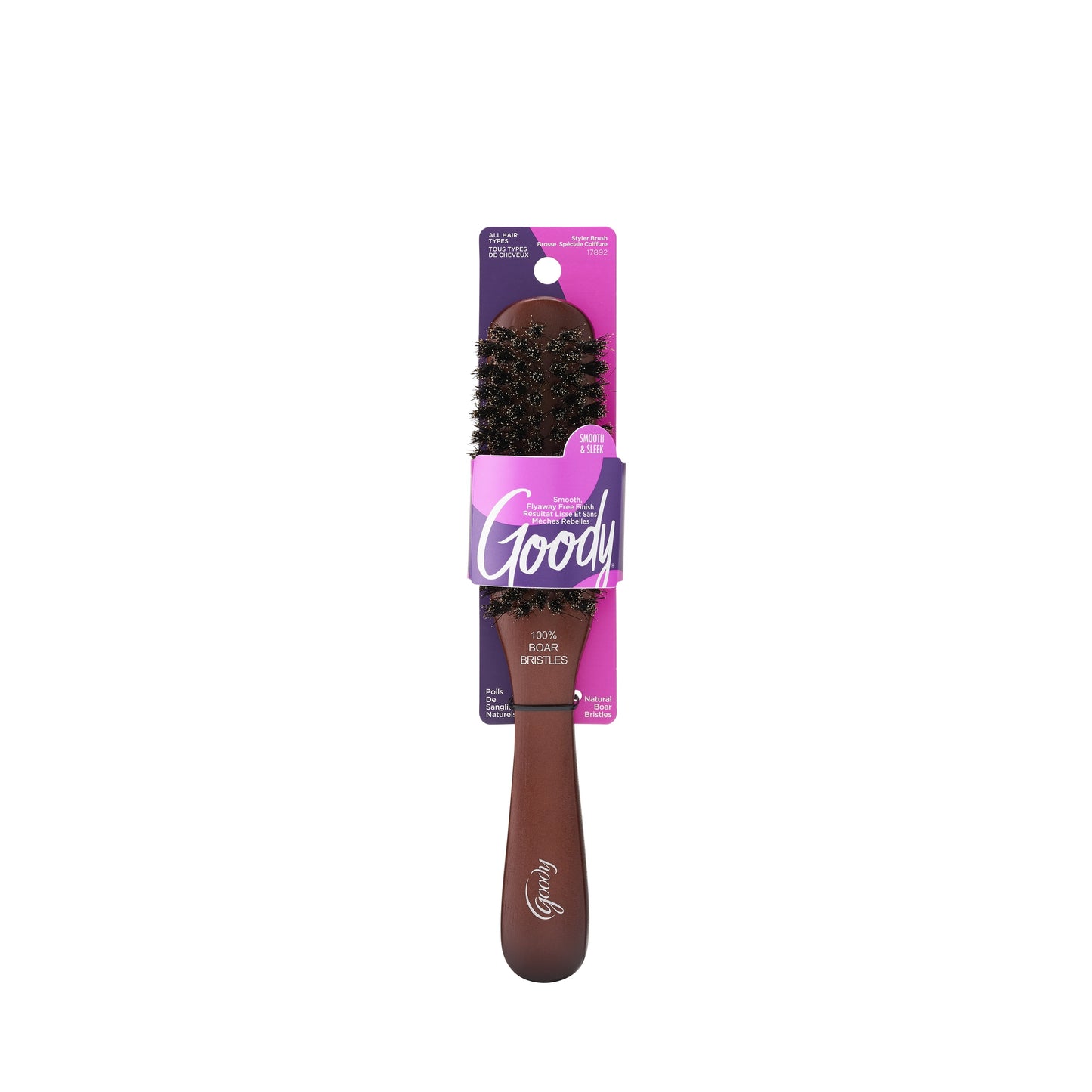 Goody Wood Boar Brush for Smooth, Sleek Styles, Natural Boar Bristles, All Hair Types