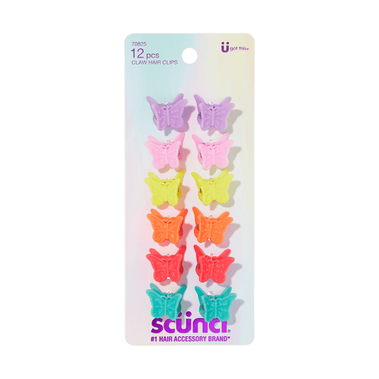 Scunci Mini Butterfly Claw Clips, Multicolor, 12 Count