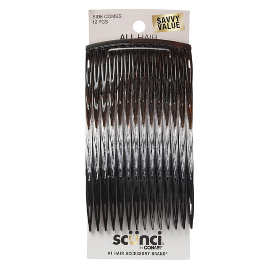 Plastic Side Hair Combs, Multicolor, 12 Count
