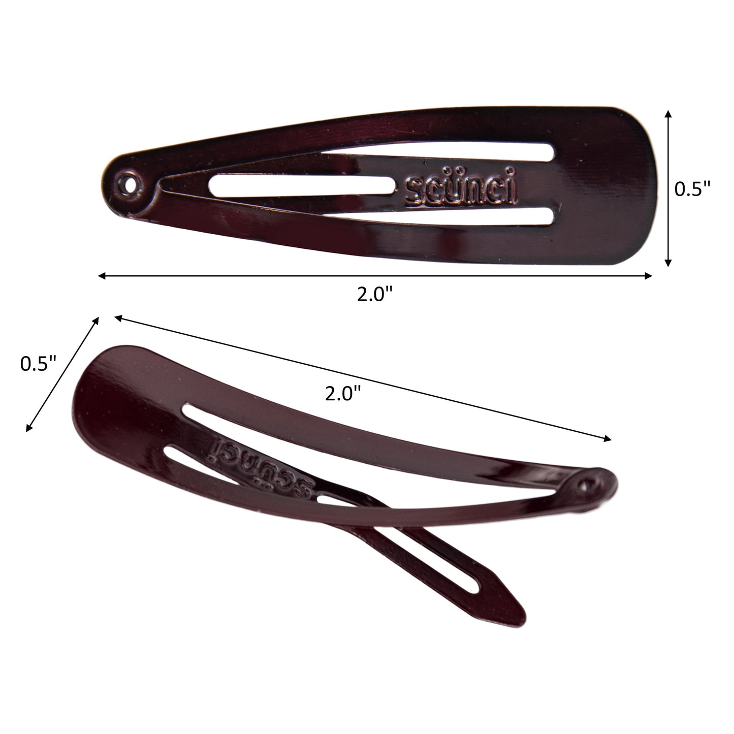 Metal Snap Hair Clips, Brown, 12 Count - Image 6