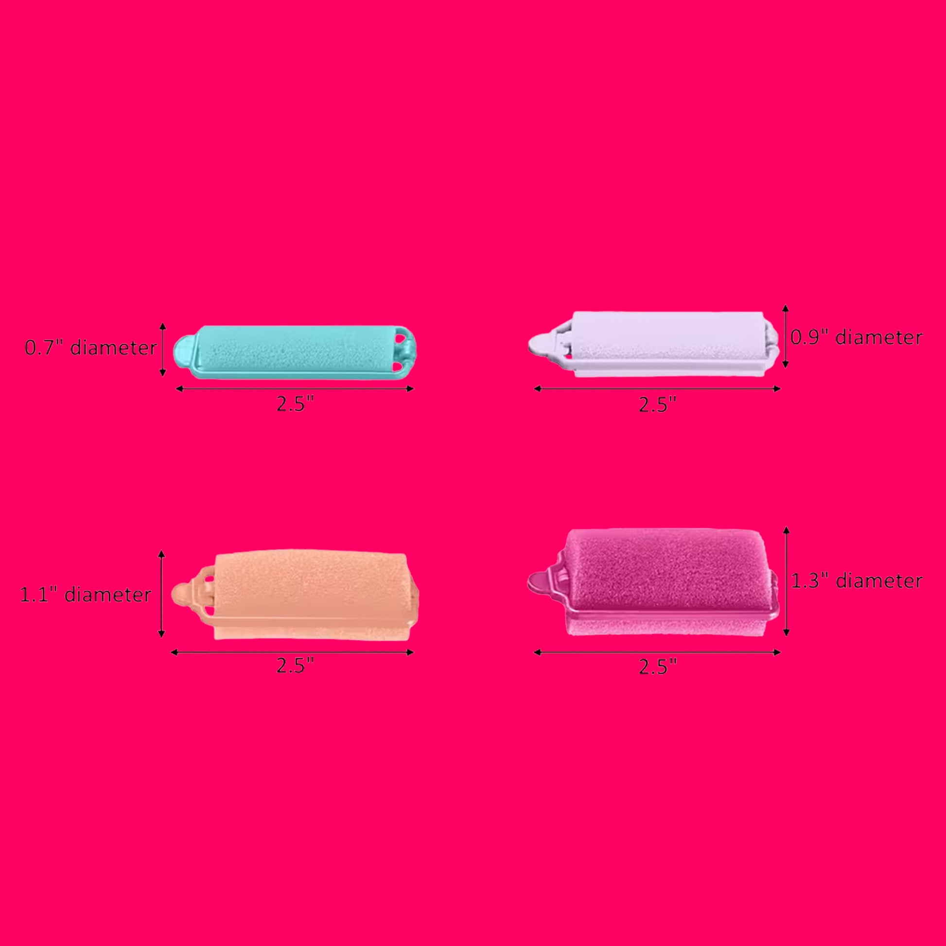 Conair Foam Self-Fastening Rollers, Assorted Sizes, Zipper Case, Neon Colors, 48 Count - Image 6